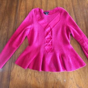 Etcetera Pink Peplum Cashmere Blend Sweater